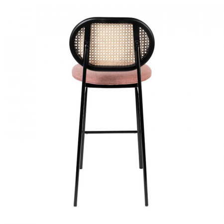 Tabouret de bar cannage et tissu rose - Spike 