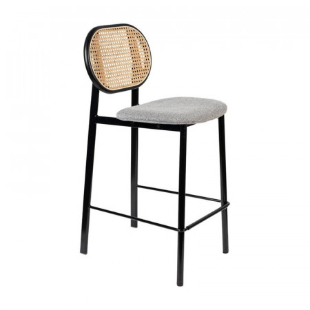 Tabouret de bar cannage et gris clair Spike Zuiver