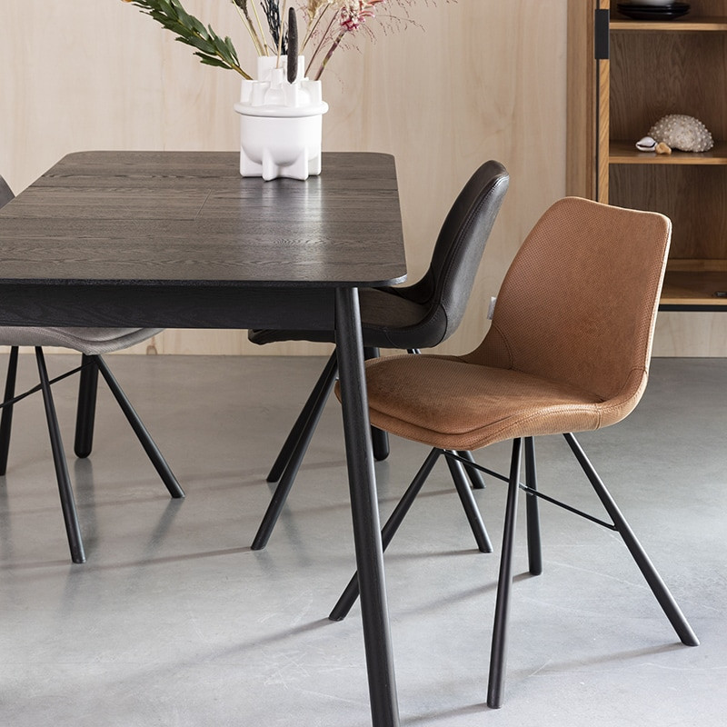 Chaise simili cuir marron design Brent air Zuiver Chaise simili cuir marron design Brent air Zuiver