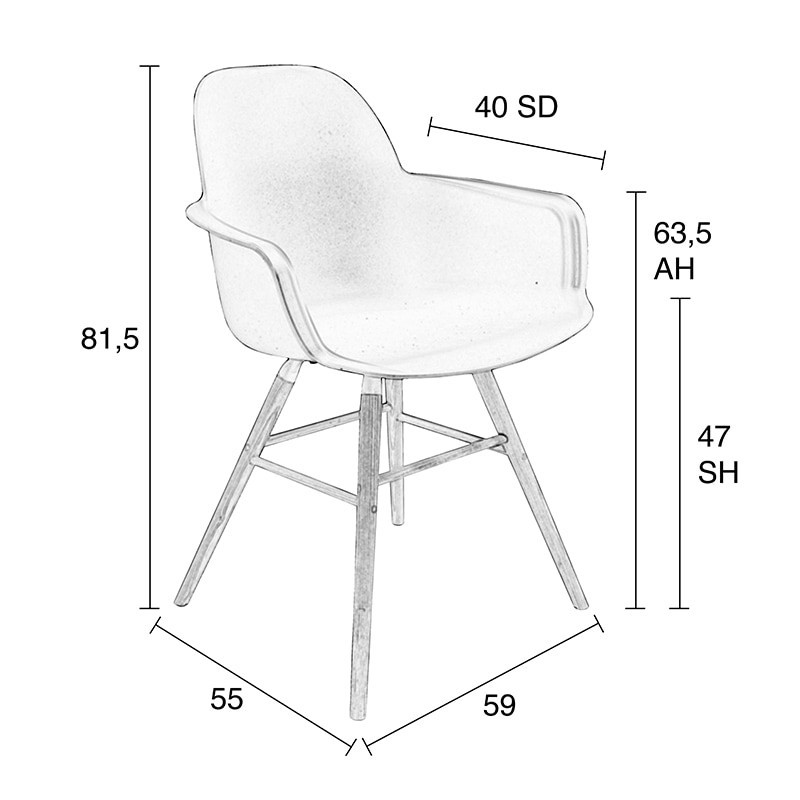 Chaise scandinave avec accoudoirs blanche - Albert 