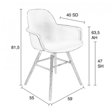 Chaise scandinave avec accoudoirs blanche - Albert 