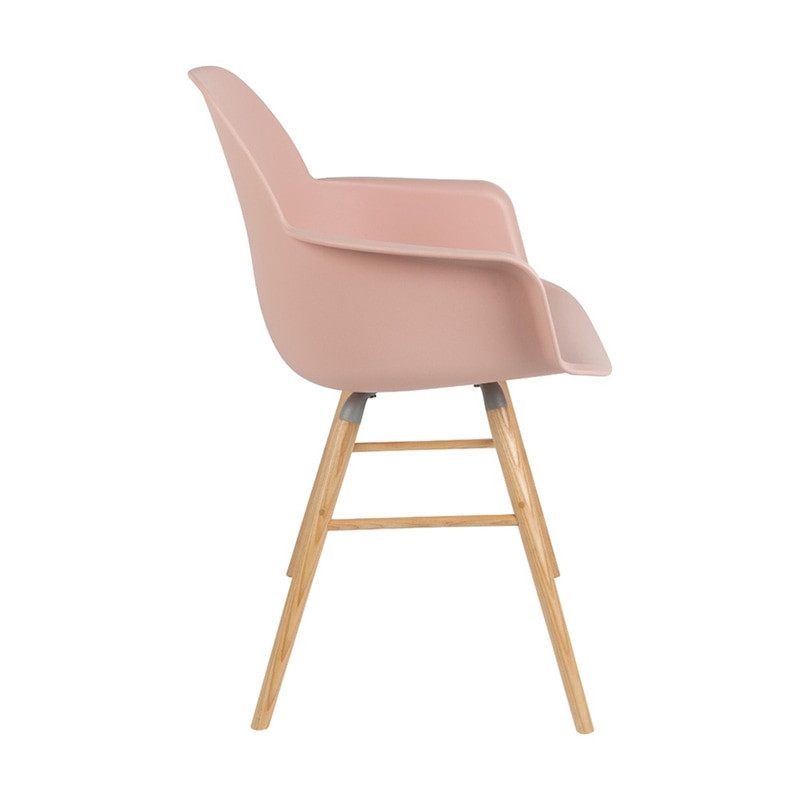 Chaise scandinave avec accoudoirs rose - Albert 