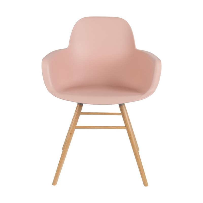 Chaise scandinave avec accoudoirs rose - Albert 