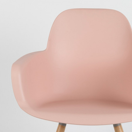 Chaise scandinave avec accoudoirs rose - Albert 