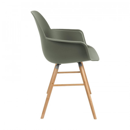 Chaise scandinave vert kaki avec accoudoirs Albert Zuiver