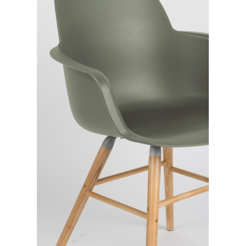 Chaise scandinave avec accoudoirs vert kaki - Albert 