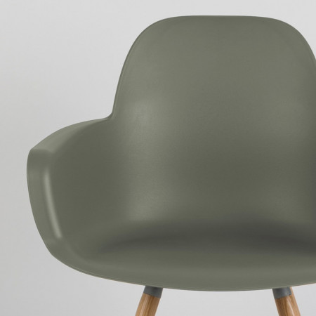 Chaise scandinave avec accoudoirs vert kaki - Albert 