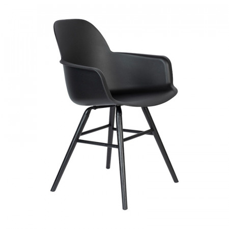 Chaise noire avec accoudoirs scandinave et pieds noirs Albert Zuiver