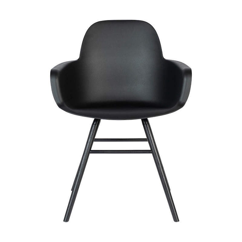 Chaise avec accoudoirs scandinave noir et pieds noirs - Albert 