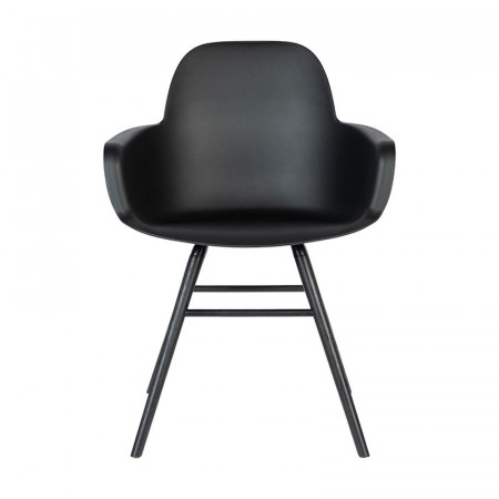 Chaise avec accoudoirs scandinave noir et pieds noirs - Albert 