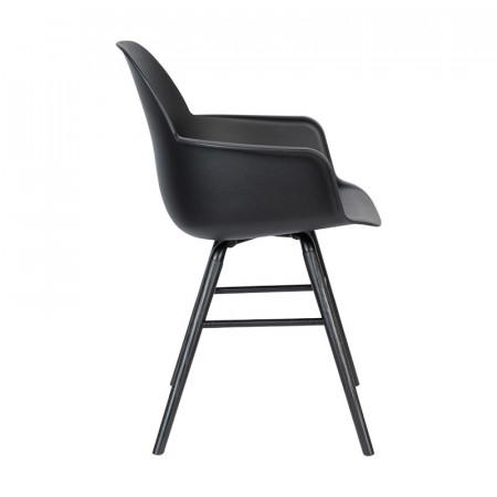 Chaise avec accoudoirs scandinave noir et pieds noirs - Albert 