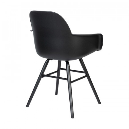 Chaise avec accoudoirs scandinave noir et pieds noirs - Albert 