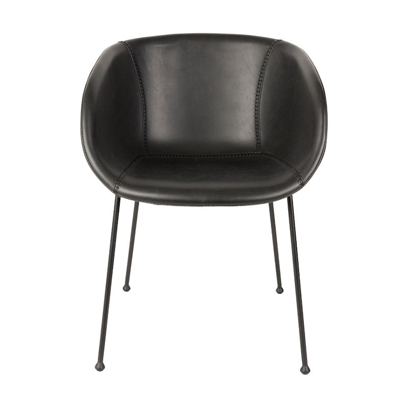 Chaise de salle à manger design en simili cuir noir Feston Zuiver