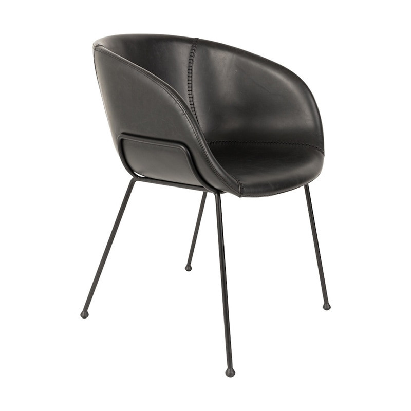 Chaise de salle à manger simili cuir noir design Feston Zuiver