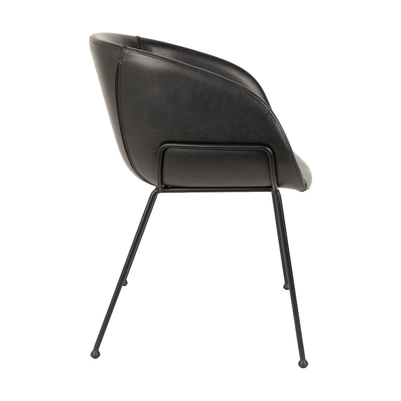 Chaise design en simili cuir noir Feston Zuiver