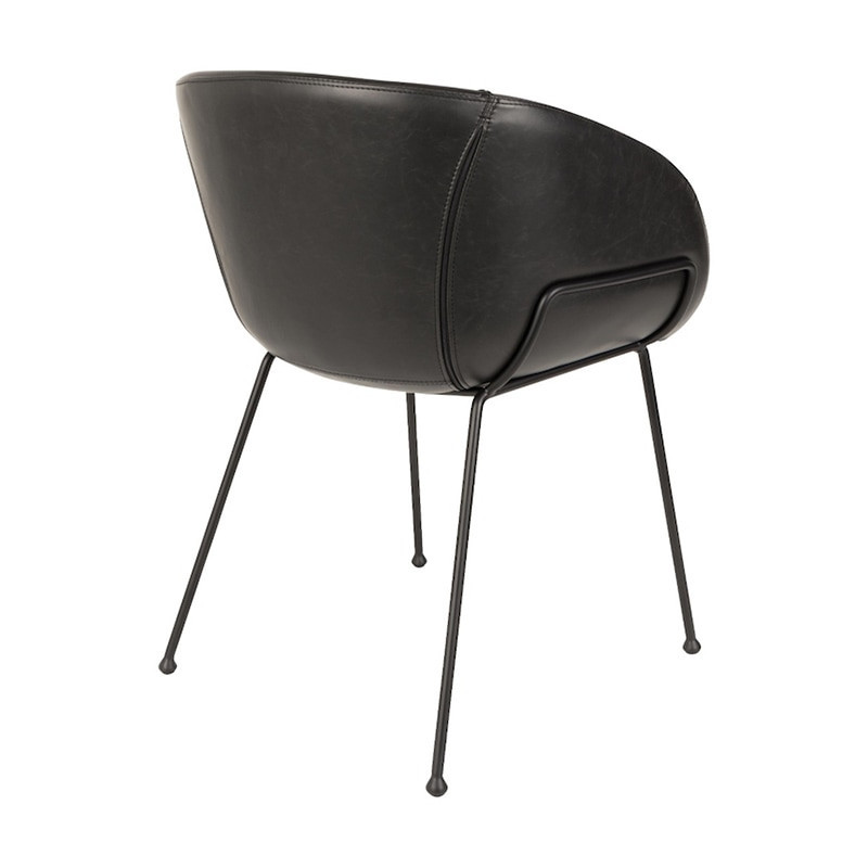 Chaise fauteuil design en simili cuir noir Feston Zuiver