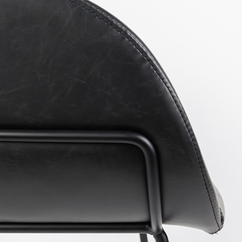 Chaise de salle à manger design en simili cuir noir - Feston 