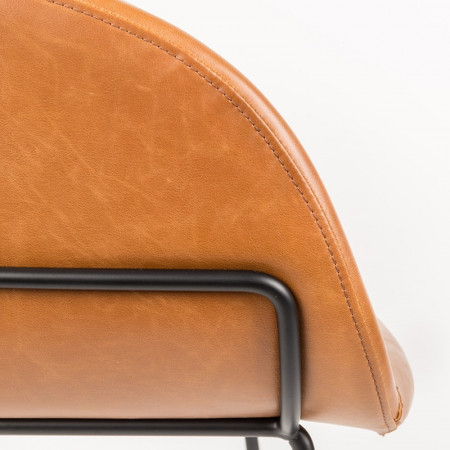 Chaise de salle à manger design en simili cuir marron - Feston 