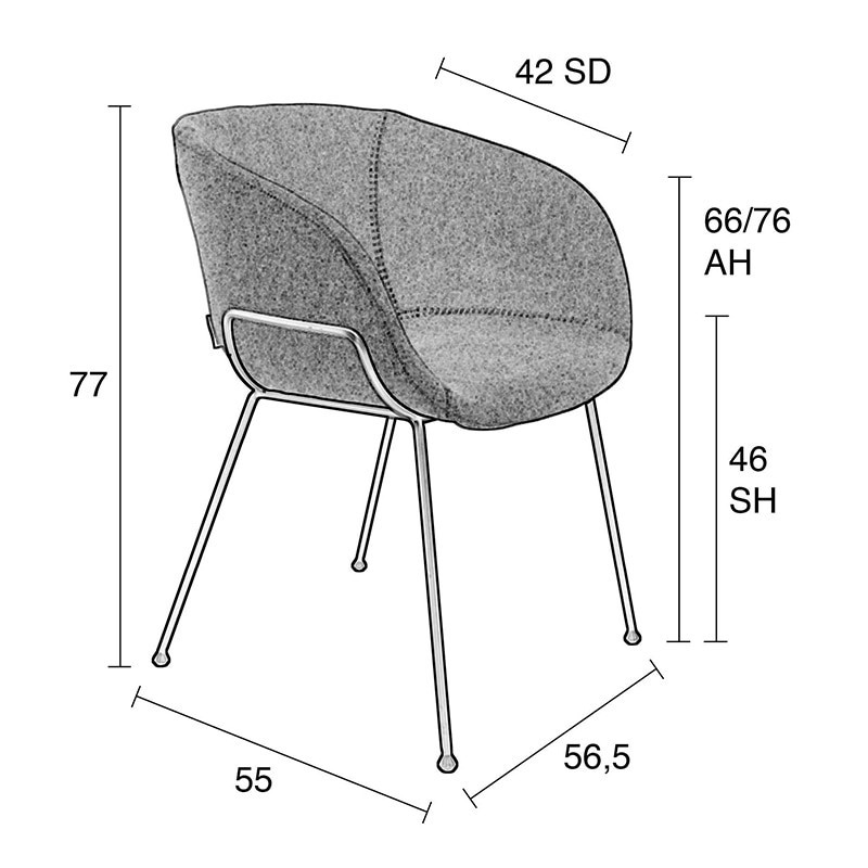 Chaise de salle à manger design grise - Feston 