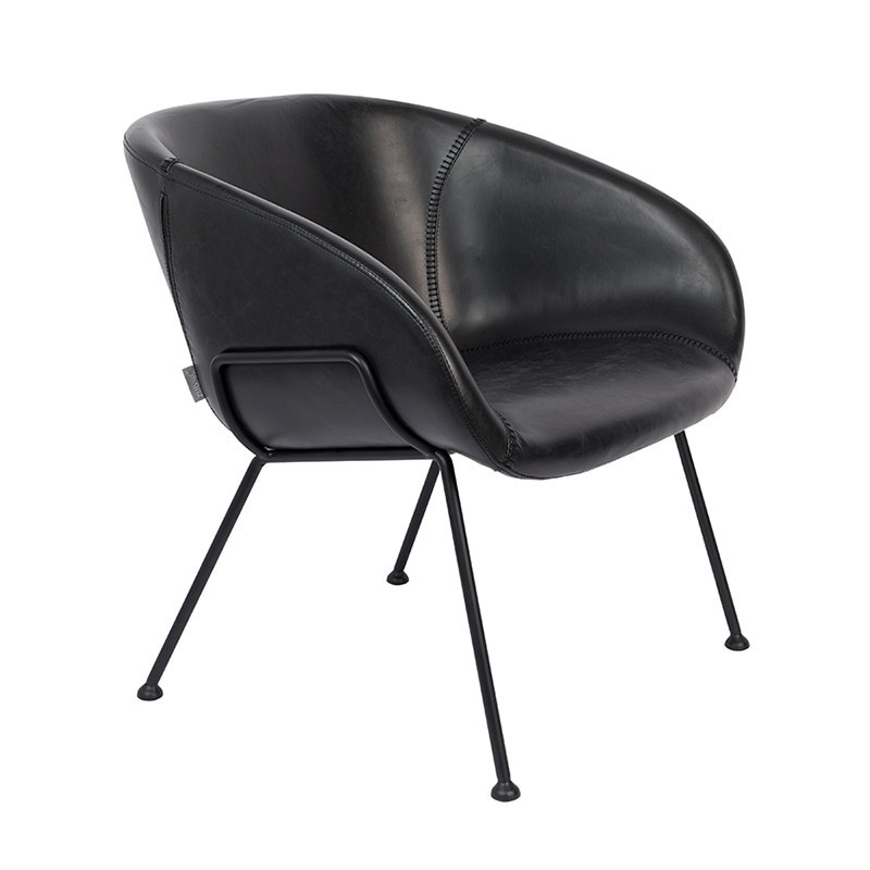 Fauteuil noir design simili cuir Feston  Zuiver