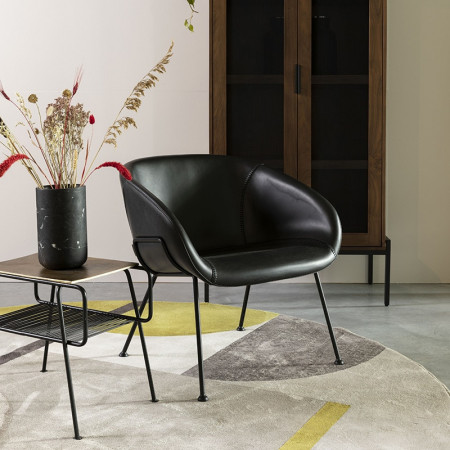 Fauteuil design simili cuir noir - Feston 