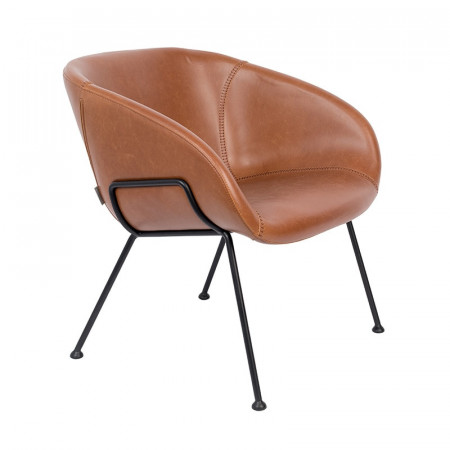 Fauteuil simili cuir marron design Feston Zuiver