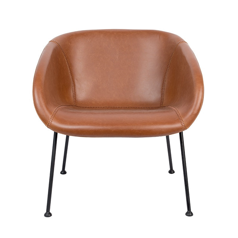 Fauteuil marron design simili cuir Feston Zuiver