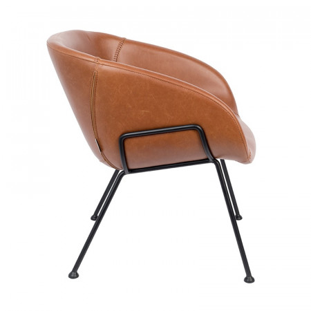 Fauteuil design simili cuir marron - Feston 