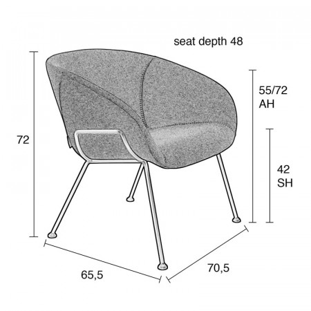 Fauteuil gris clair design en tissu - Feston 