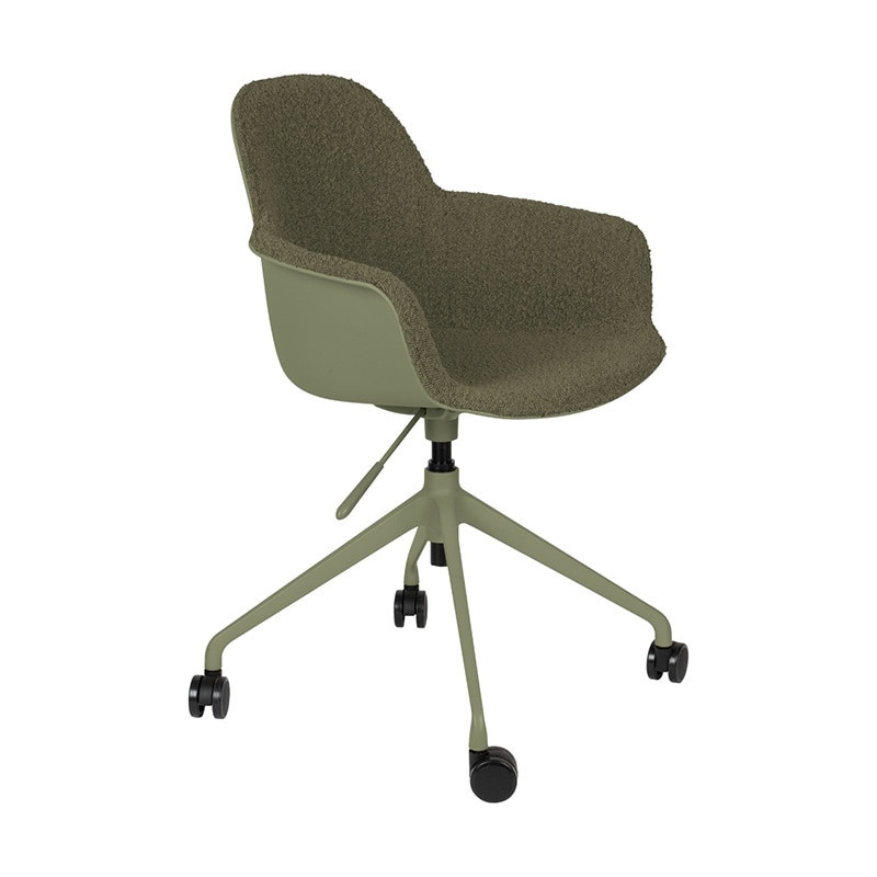 Chaise de bureau laine bouclée vert kaki design Albert Zuiver