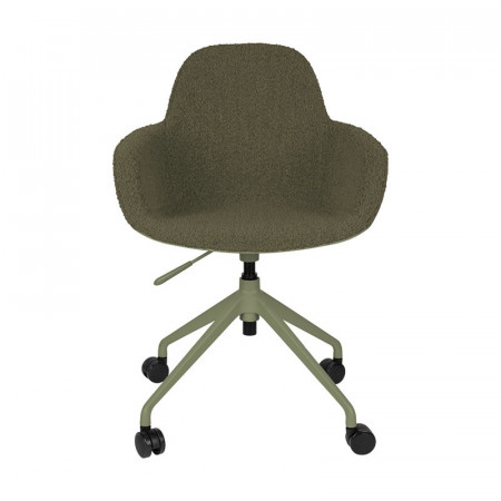 Chaise de bureau design laine bouclée vert kaki - Albert 