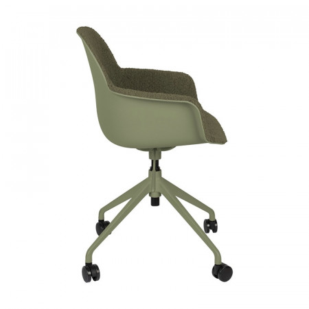 Chaise de bureau design laine bouclée vert kaki - Albert 