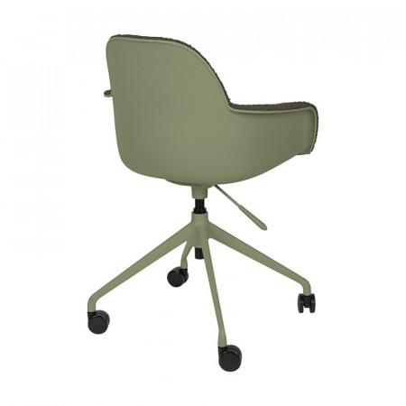 Chaise de bureau design laine bouclée vert kaki - Albert 