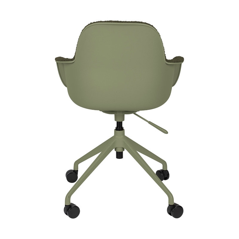 Chaise de bureau design laine bouclée vert kaki - Albert 