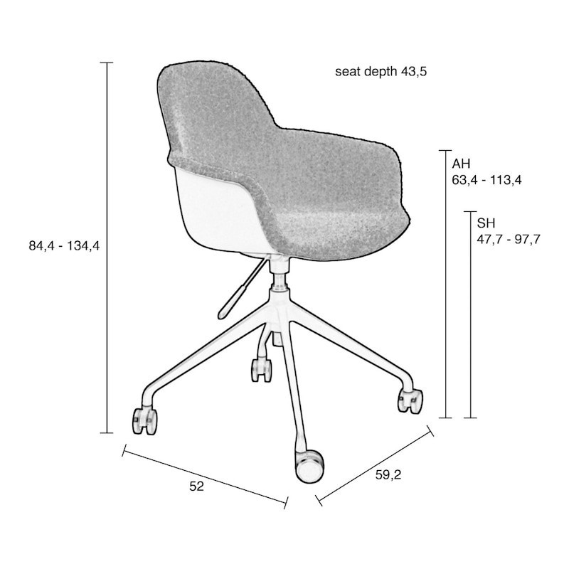 Chaise de bureau design laine bouclée vert kaki - Albert 