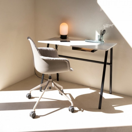 Chaise de bureau design laine bouclée beige Albert Zuiver