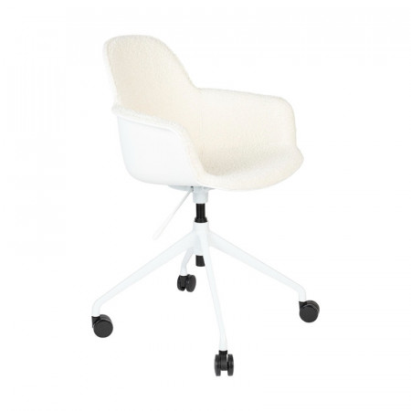 Chaise de bureau laine bouclée blanche design Albert Zuiver