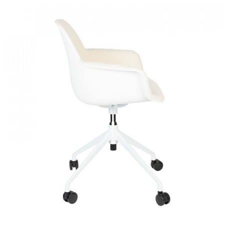 Chaise de bureau design laine bouclée blanche - Albert 