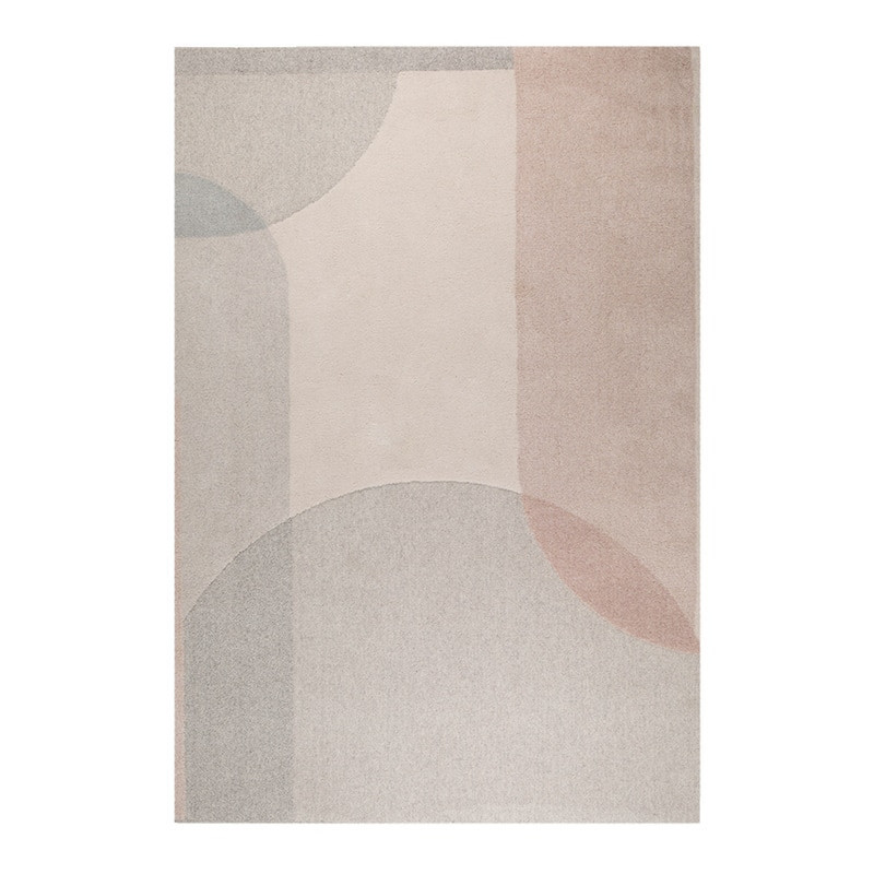 Tapis de salon rose et gris design motifs arrondis Dream Zuiver