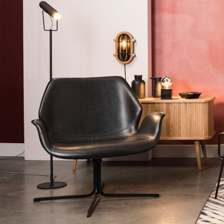 Fauteuil design noir en simili cuir - Nikki