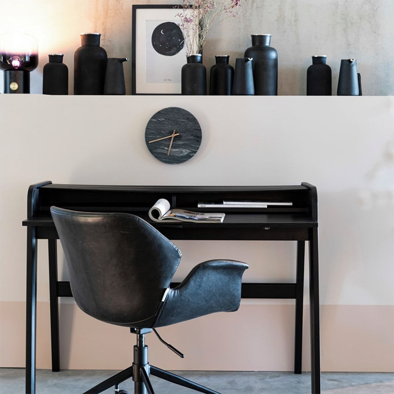 Chaise de bureau design noir en simili cuir - Nikki