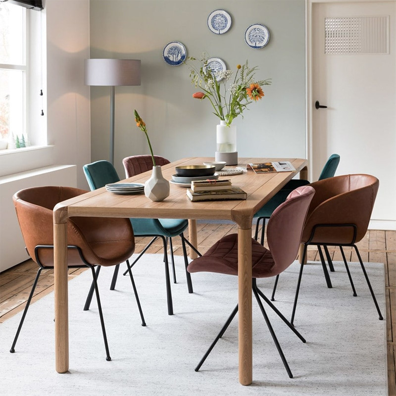 Chaise de salle à manger design en simili cuir marron - Feston