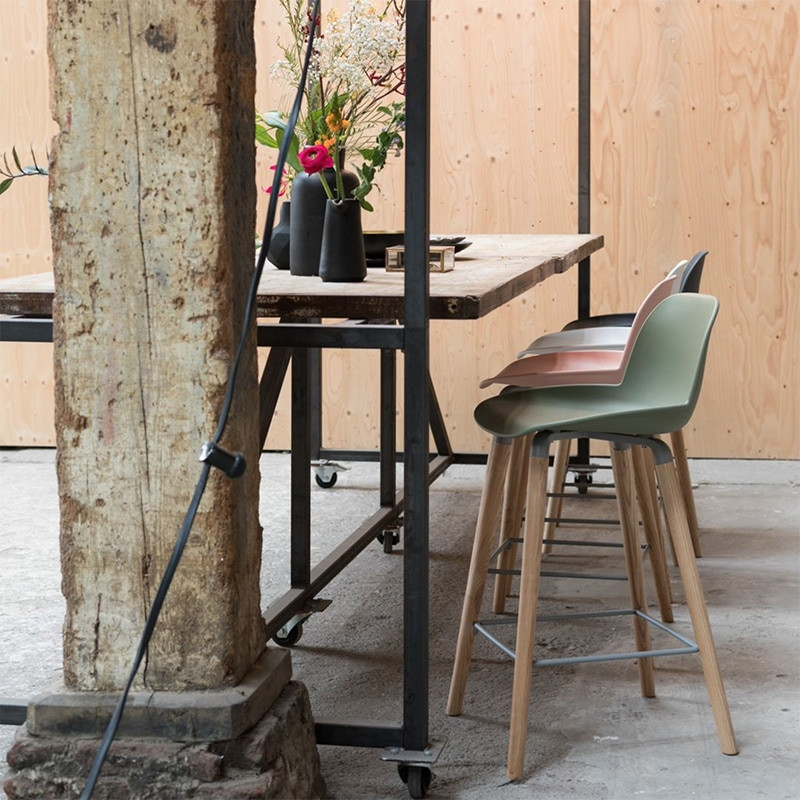 Tabouret de bar scandinave vert kaki - Albert