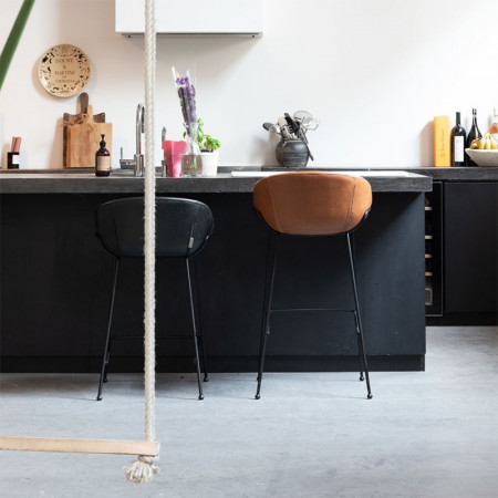 Tabouret de bar simili cuir noir design - Feston