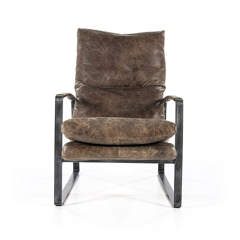 Fauteuil cuir marron vintage confortable - Rex 