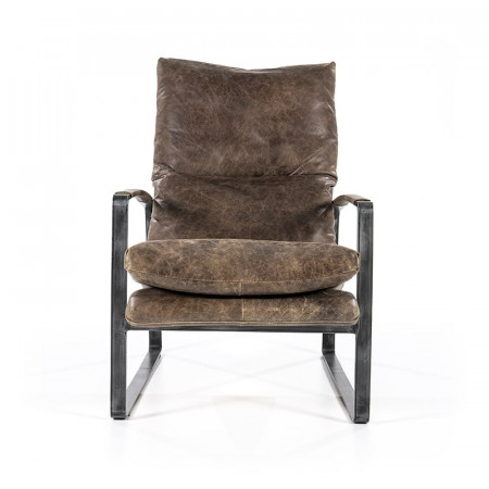Fauteuil cuir marron vintage confortable - Rex 