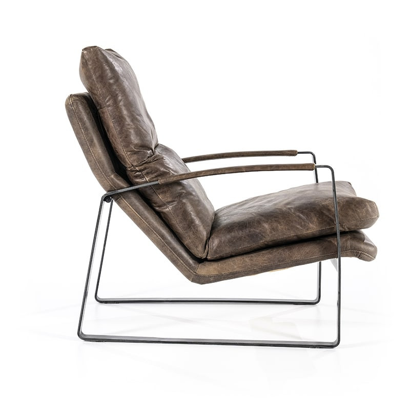 Fauteuil cuir marron vintage confortable - Rex 