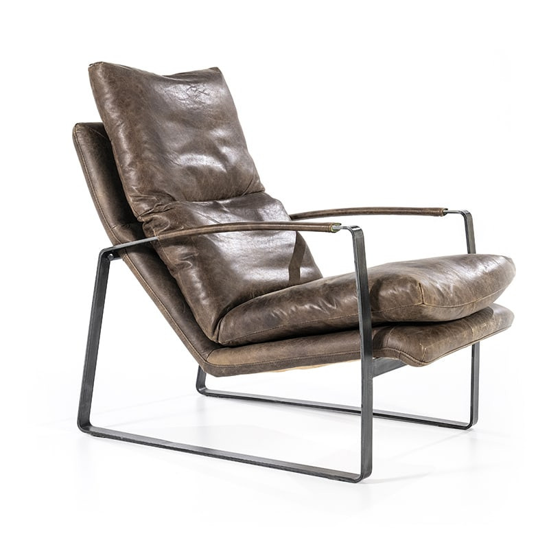 Fauteuil cuir marron vintage confortable - Rex 