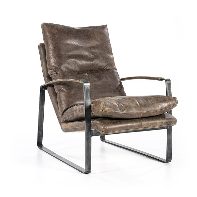 Fauteuil cuir marron vintage confortable - Rex 