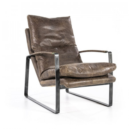 Fauteuil cuir marron vintage confortable - Rex 